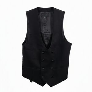 NWT ASOS Design Double Breasted Skinny Suit Waistcoat Black 36 Groomsman Formal